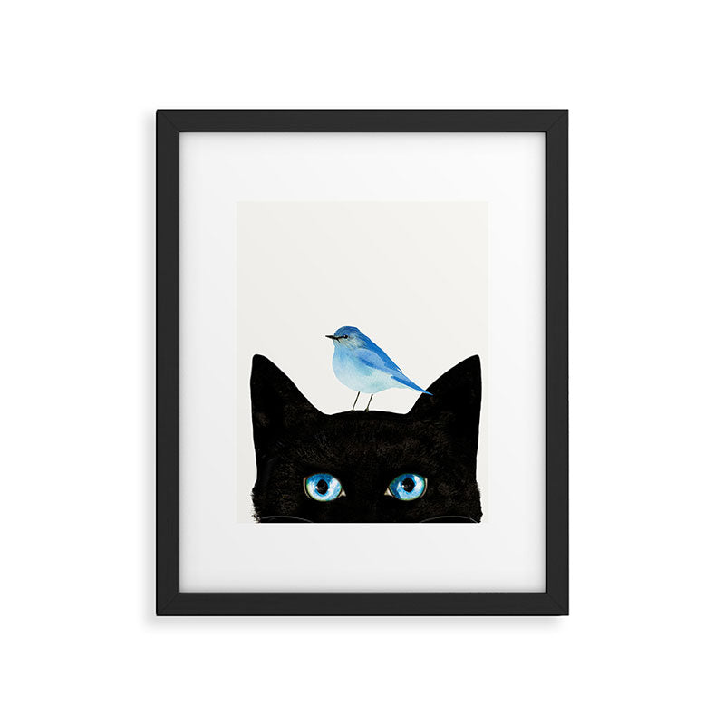 Cat and Bird Framed Art Print Gallery Image 5