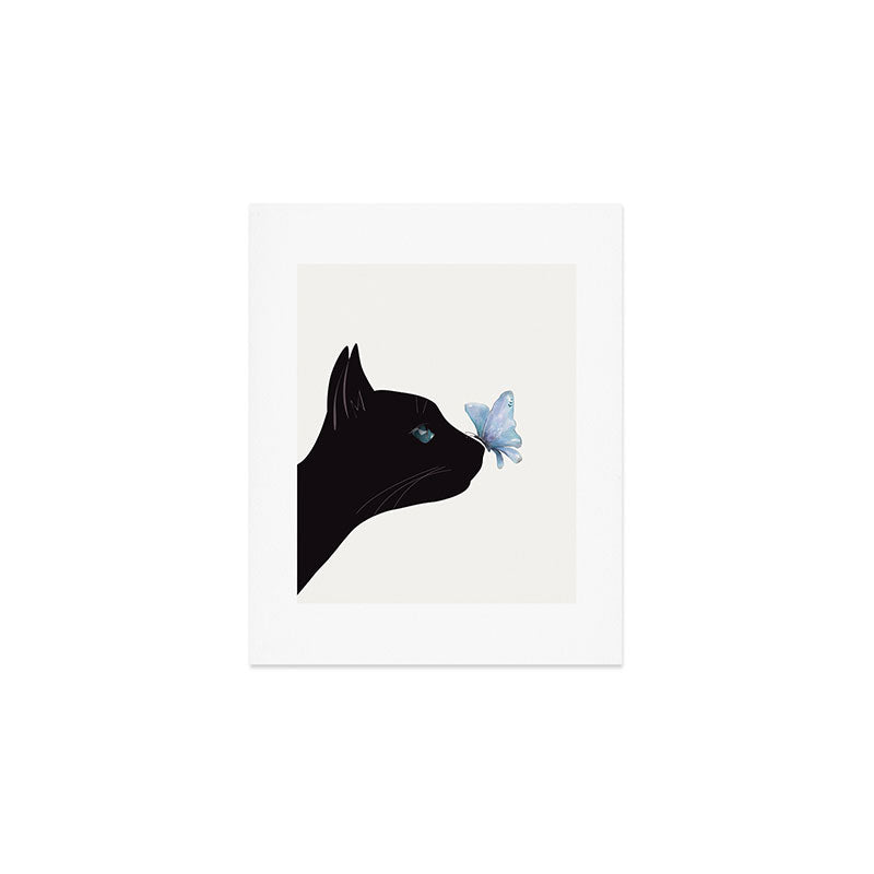Cat and Butterfly Art Print Gallery Image 1