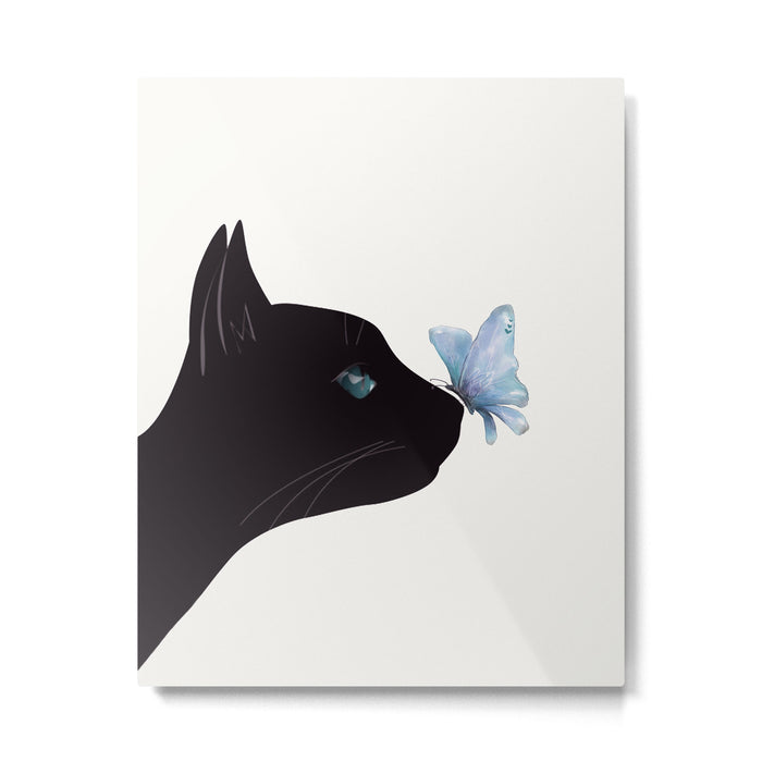 Cat and Butterfly Metal Print Gallery Image 1