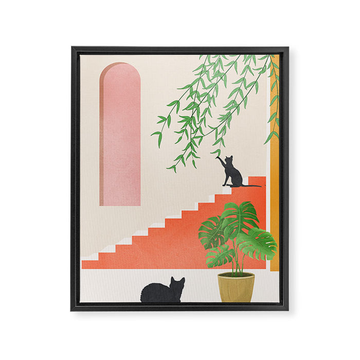 Cat Space II Framed Canvas Print Gallery Image 1