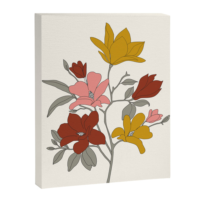 Colorful Minimal Line Art Magnolia Canvas Print Gallery Image 1