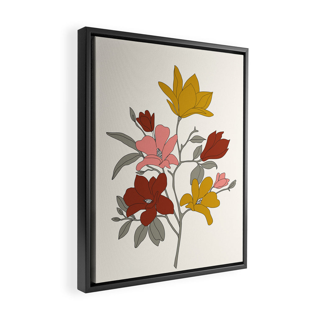 Colorful Minimal Line Art Magnolia Framed Canvas Print Gallery Image 2