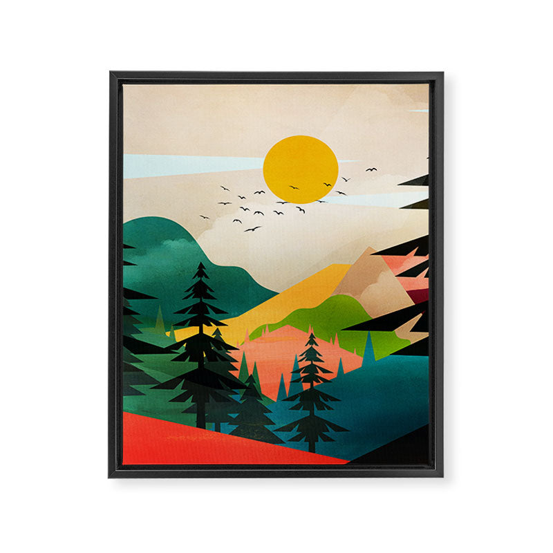 Colorful Morning in the Mountain Forest Framed Canvas Print Gallery Image 8