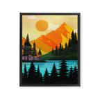 Colorful sunset near the peaceful forest lake Framed Canvas Print Gallery Image 8