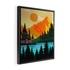 Colorful sunset near the peaceful forest lake Framed Canvas Print Gallery Image 2