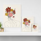 Colorful Thoughts Minimal Line Art Woman with Magnolia Canvas Print Gallery Image 3