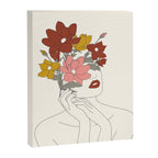 Colorful Thoughts Minimal Line Art Woman with Magnolia Canvas Print Gallery Image 6