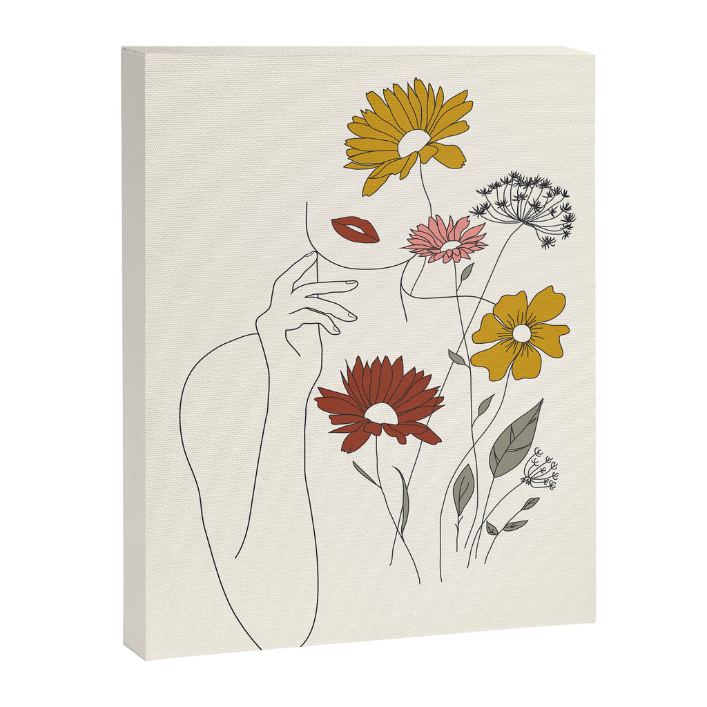 Colorful Thoughts Minimal Line Art Woman with Flowers III Canvas Print Gallery Image 6