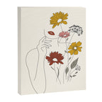 Colorful Thoughts Minimal Line Art Woman with Flowers III Canvas Print Gallery Image 6