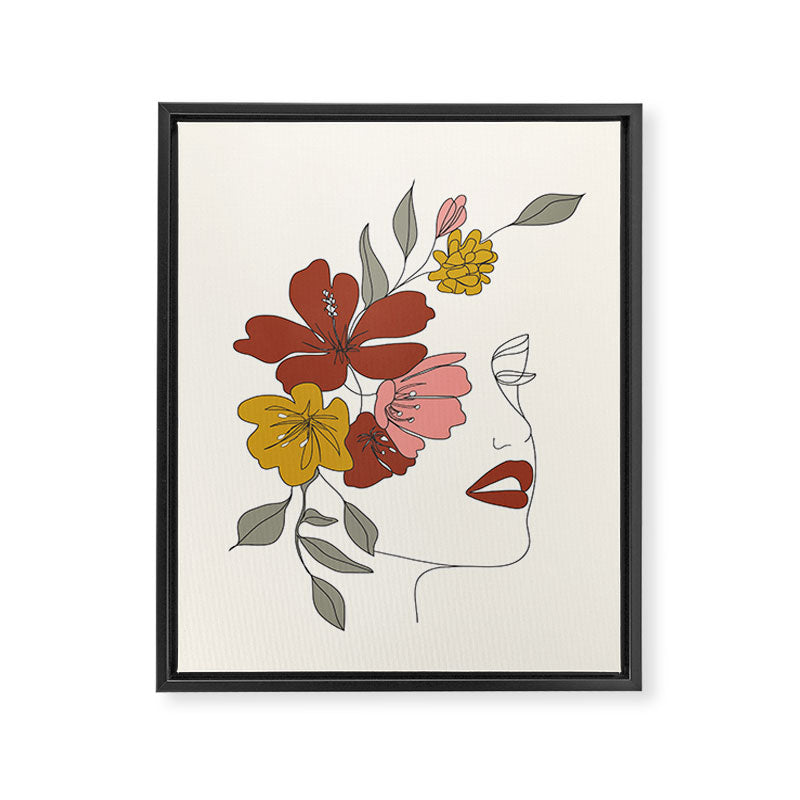 Colorful Thoughts Minimal Line Art Woman Face I Framed Canvas Print Gallery Image 6