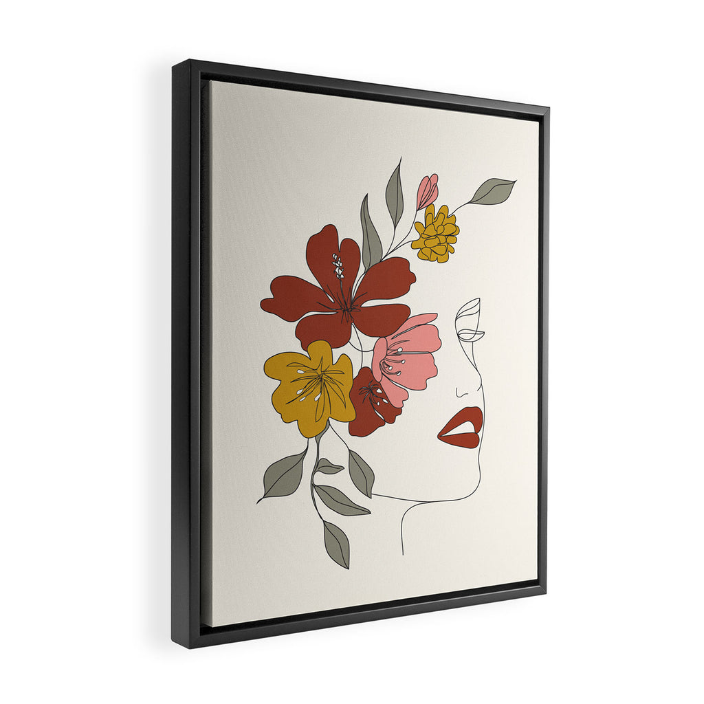 Colorful Thoughts Minimal Line Art Woman Face I Framed Canvas Print Gallery Image 2