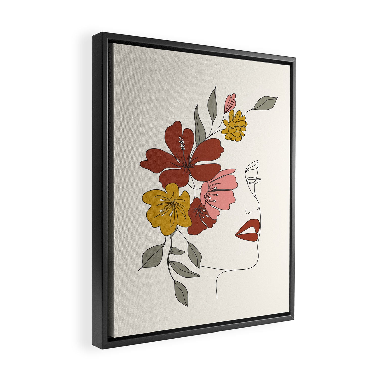 Colorful Thoughts Minimal Line Art Woman Face I Framed Canvas Print Gallery Image 2