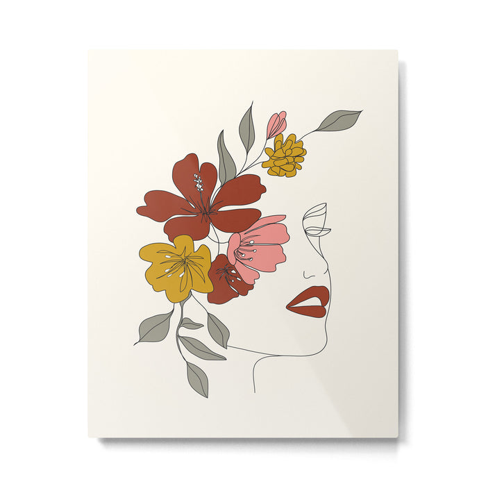 Colorful Thoughts Minimal Line Art Woman Face I Metal Print Gallery Image 1