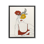 Colorful Thoughts Minimal Line Art Woman with Flowers II Framed Canvas Print Gallery Image 6