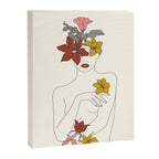 Colorful Thoughts Minimal Line Art Woman with Flowers IV  Canvas Print Gallery Image 6