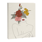 Colorful Thoughts Minimal Line Art Woman with Hibiscus Canvas Print Gallery Image 6