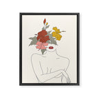 Colorful Thoughts Minimal Line Art Woman with Hibiscus Framed Canvas Print Gallery Image 6