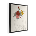 Colorful Thoughts Minimal Line Art Woman with Hibiscus Framed Canvas Print Gallery Image 2