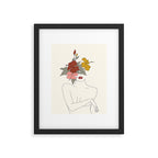 Colorful Thoughts Minimal Line Art Woman with Hibiscus Framed Art Print Gallery Image 5