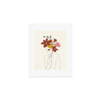 Colorful Thoughts Minimal Line Art Woman with Orchids Art Print Gallery Image 1