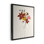 Colorful Thoughts Minimal Line Art Woman with Orchids Framed Canvas Print Gallery Image 2