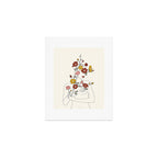 Colorful Thoughts Minimal Line Art Woman with Wild Roses Art Print Gallery Image 1