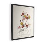 Colorful Thoughts Minimal Line Art Woman with Wild Roses Framed Canvas Print Gallery Image 2