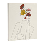 Colorful Thoughts Minimal Line Art Woman with Flowers Canvas Print Gallery Image 6