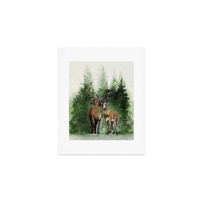 Deers in the Forest Art Print Gallery Image 1