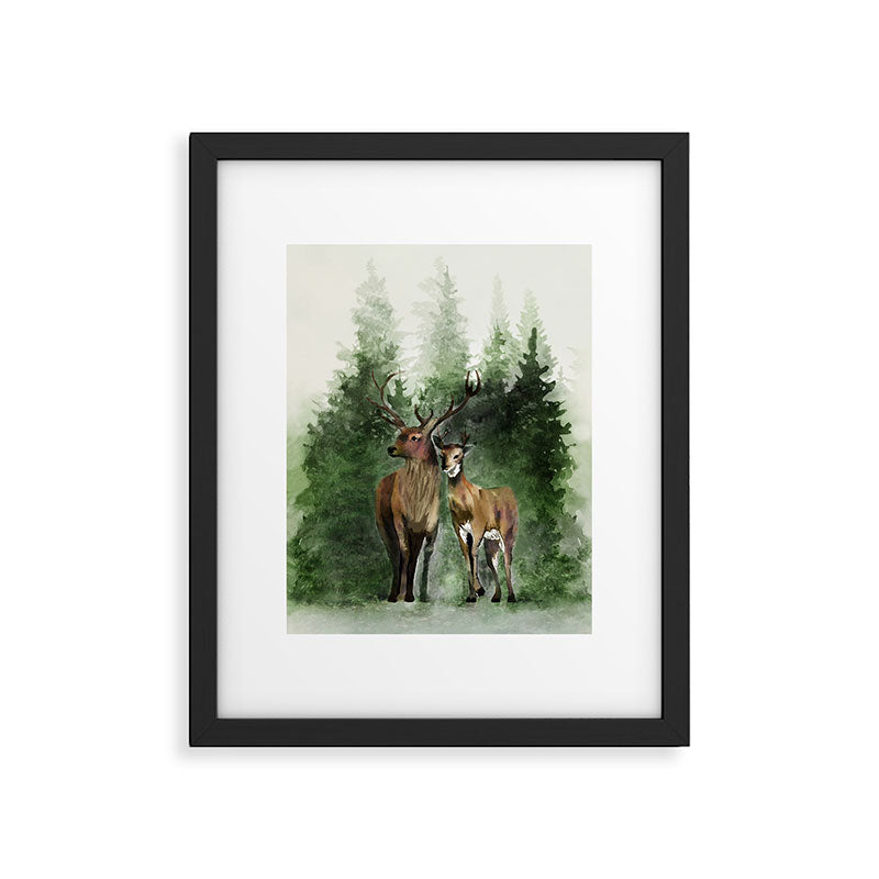 Deers in the Forest Framed Art Print Gallery Image 5