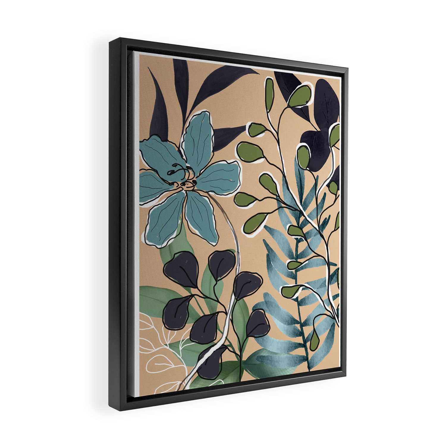 Elegant Botanical Line Art 4 Framed Canvas Print Gallery Image 2