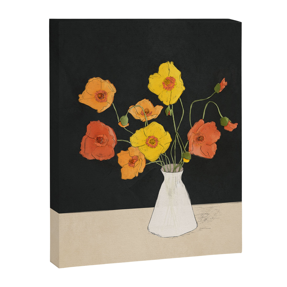 Field Wildflowers Black Canvas Print Gallery Image 6