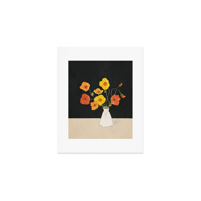 Field Wildflowers Black Art Print Gallery Image 1