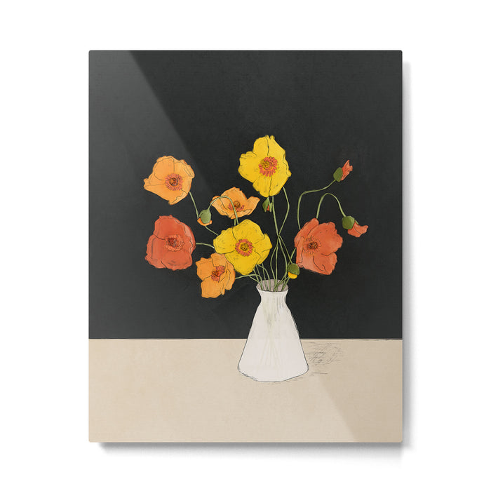 Field Wildflowers Black Metal Print Gallery Image 1