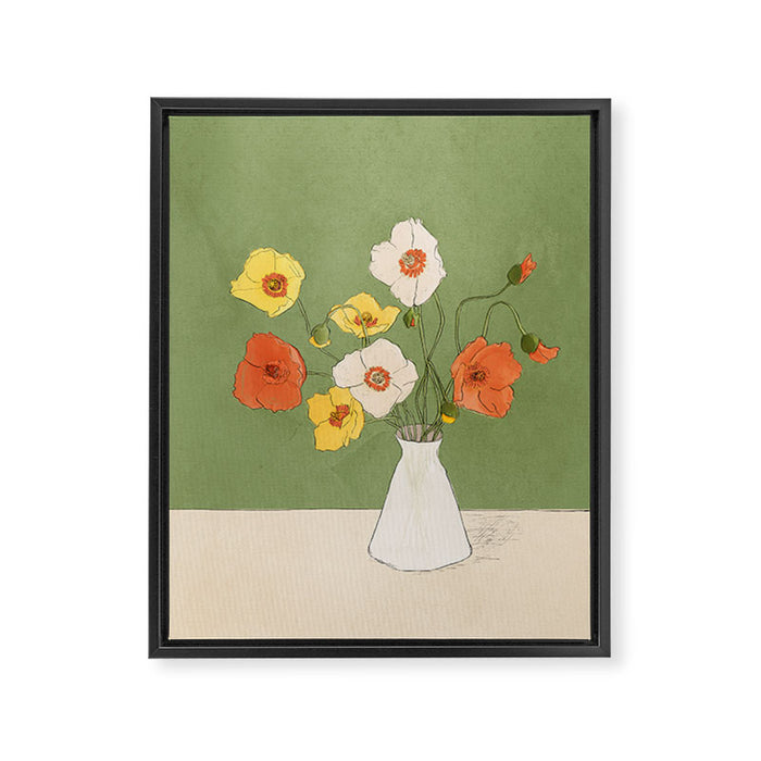 Field Wildflowers Verde Framed Canvas Print Gallery Image 1