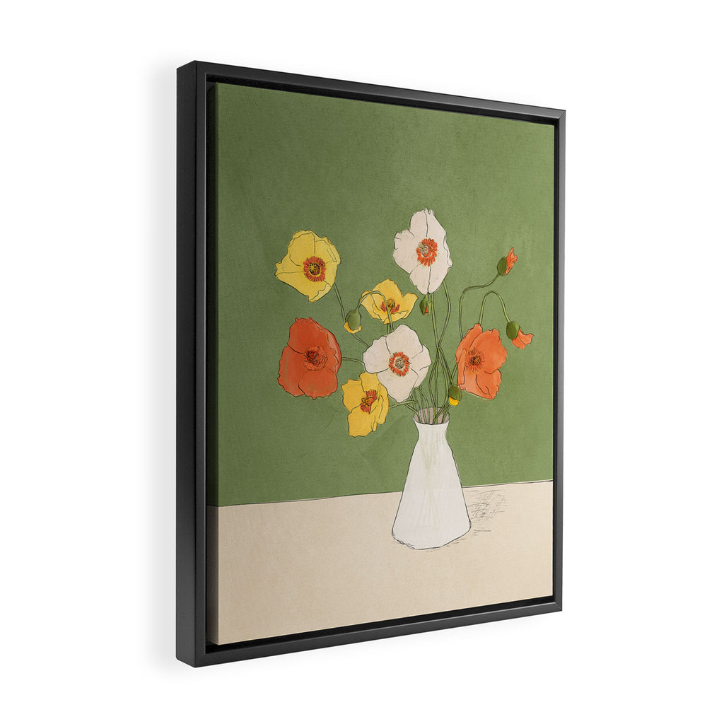 Field Wildflowers Verde Framed Canvas Print Gallery Image 2