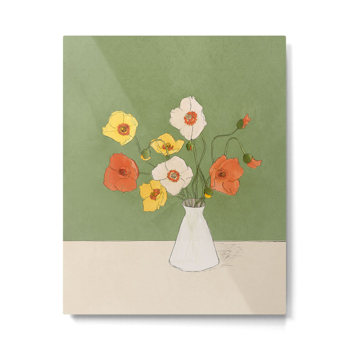 Field Wildflowers Verde Metal Print Gallery Image 1