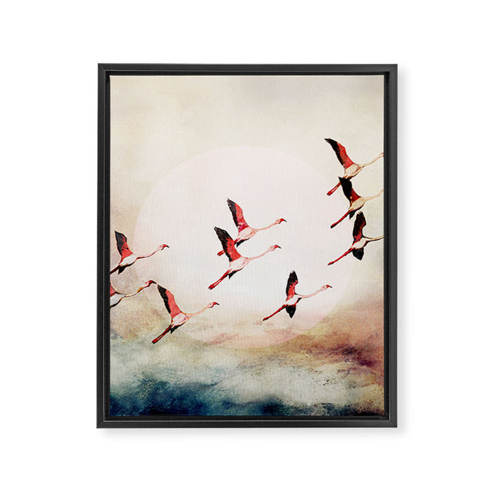 Flock of Flamingos Framed Canvas Print Gallery Image 1