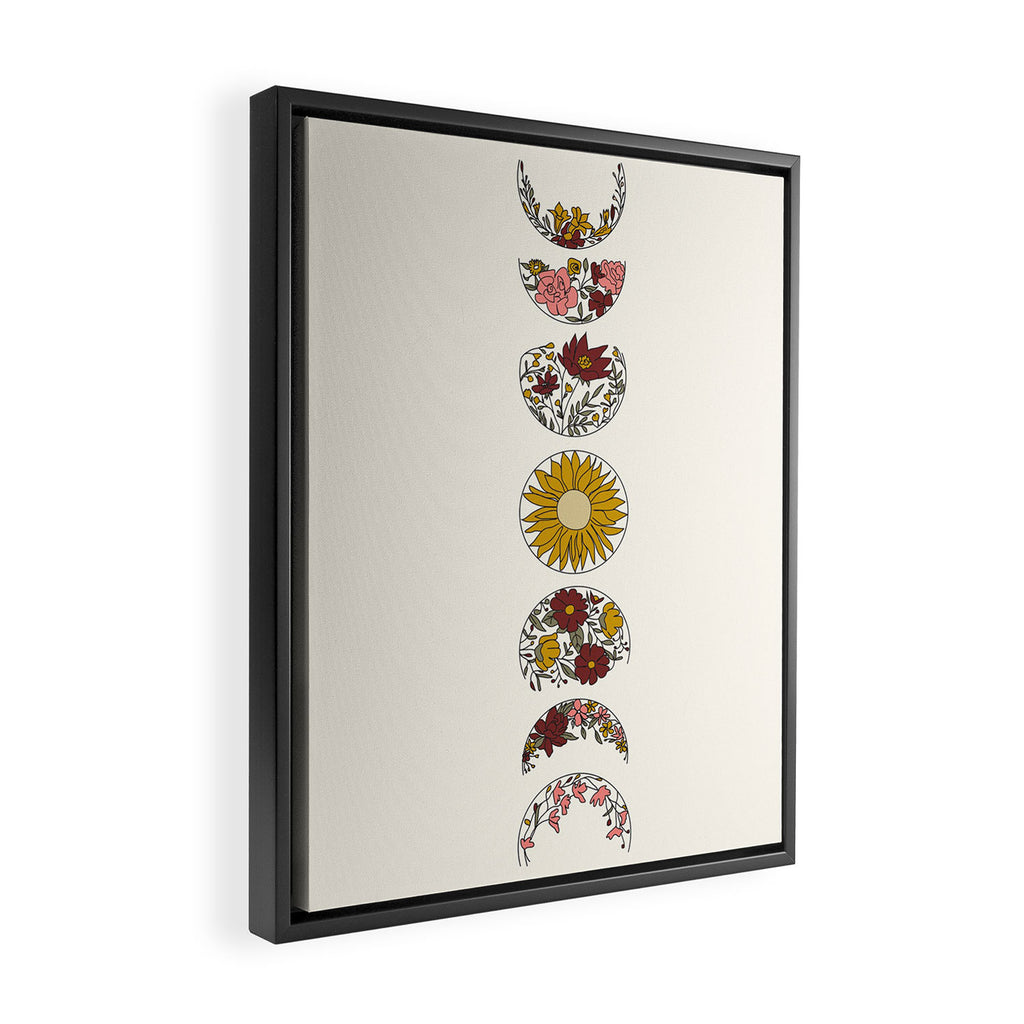 Floral Phases of the Moon Framed Canvas Print Gallery Image 2