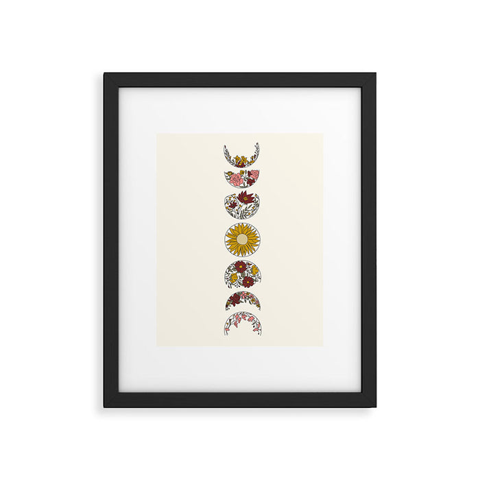 Floral Phases of the Moon Framed Art Print Gallery Image 1
