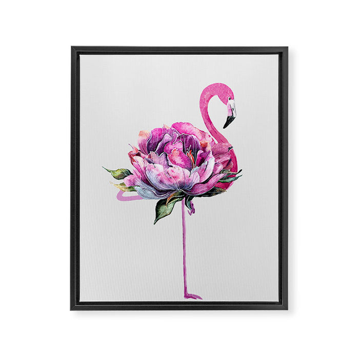 Flower Flamingo Framed Canvas Print Gallery Image 1