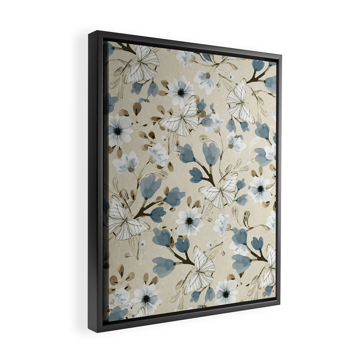 Flowers and Butterflies Framed Canvas Print Gallery Image 2