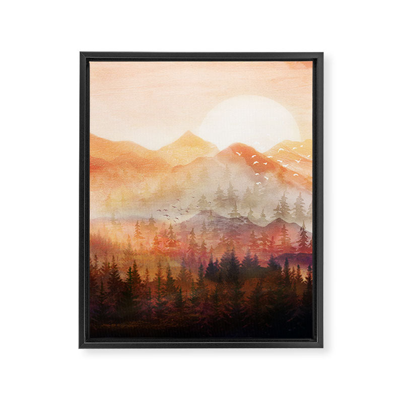 Forest Shrouded in Morning Mist Framed Canvas Print Gallery Image 8