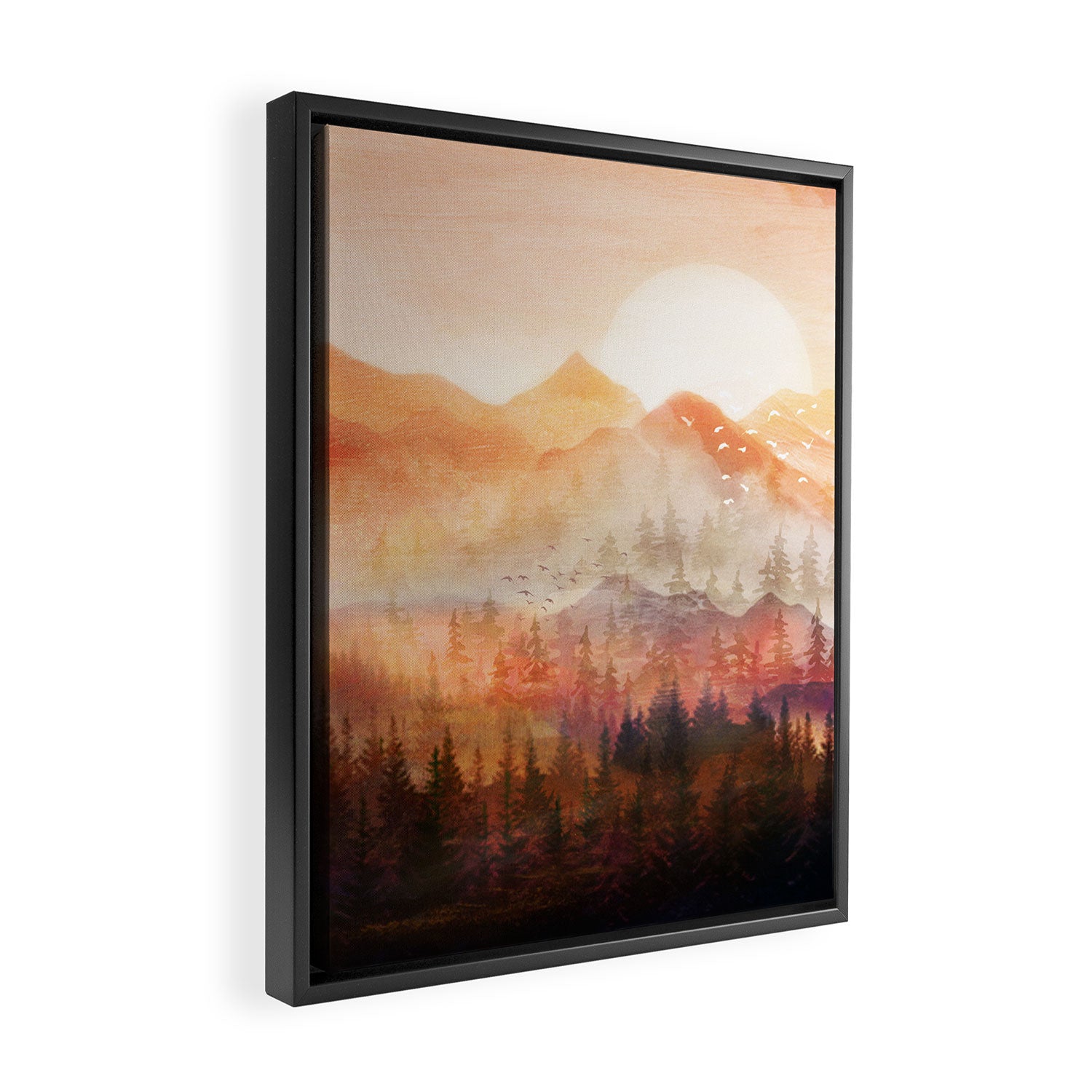 Forest Shrouded in Morning Mist Framed Canvas Print Gallery Image 2