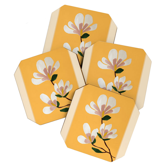 Golden Magnolia Blooms Coaster Gallery Image 1
