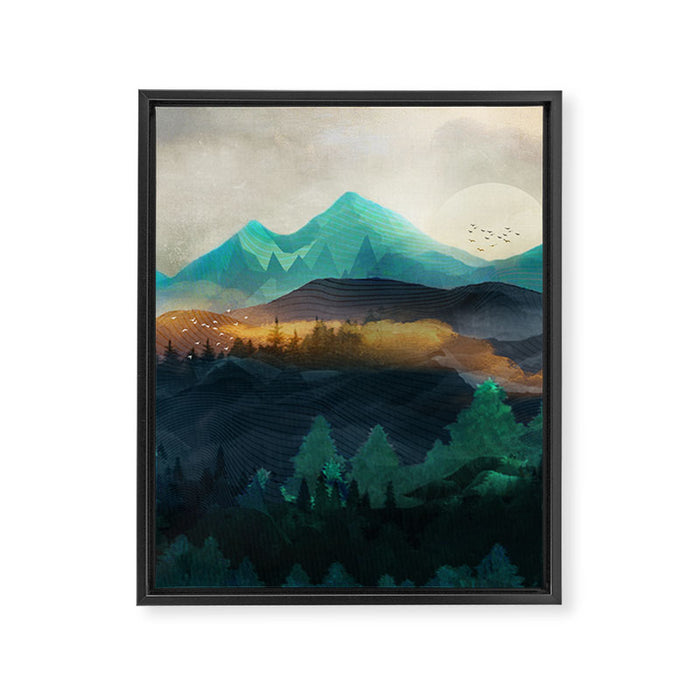 Green Wild Mountainside Framed Canvas Print Gallery Image 1