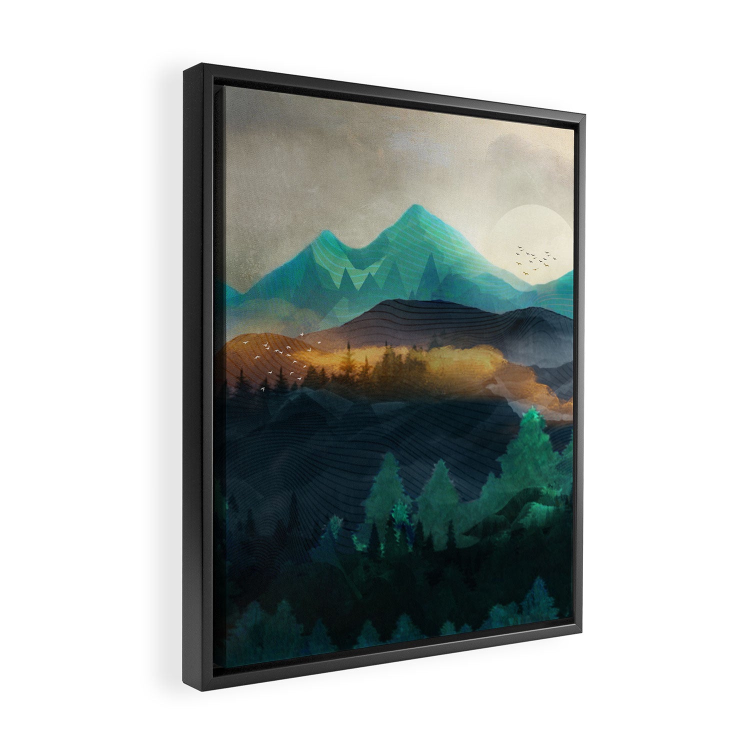 Green Wild Mountainside Framed Canvas Print Gallery Image 2