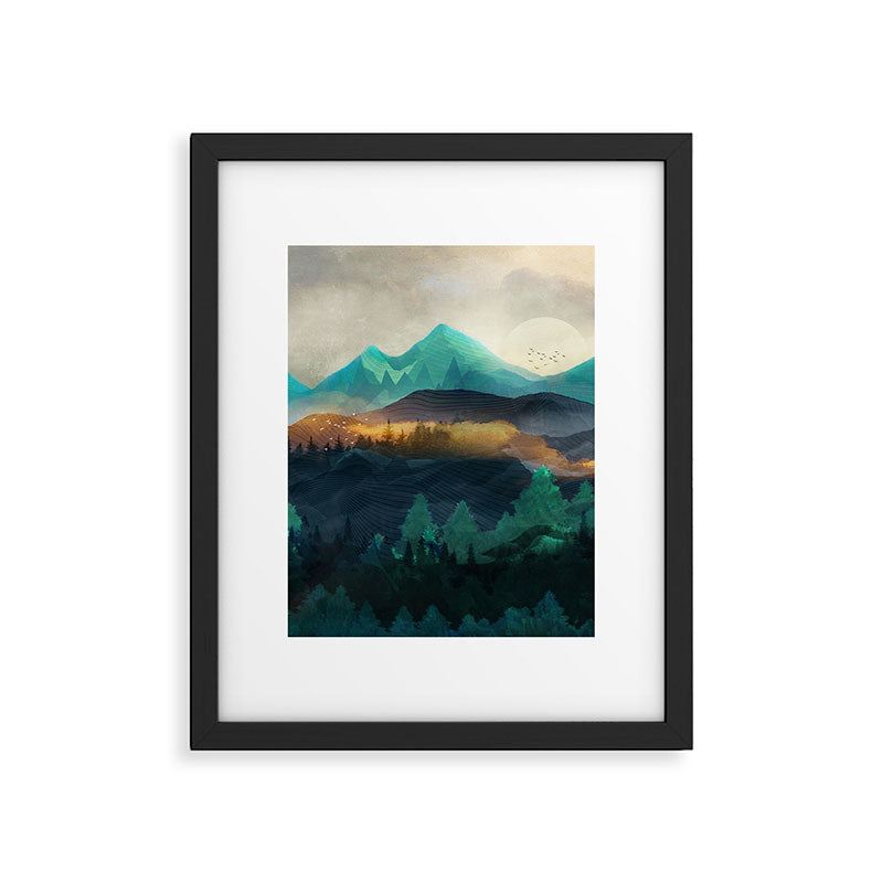 Green Wild Mountainside Framed Art Print