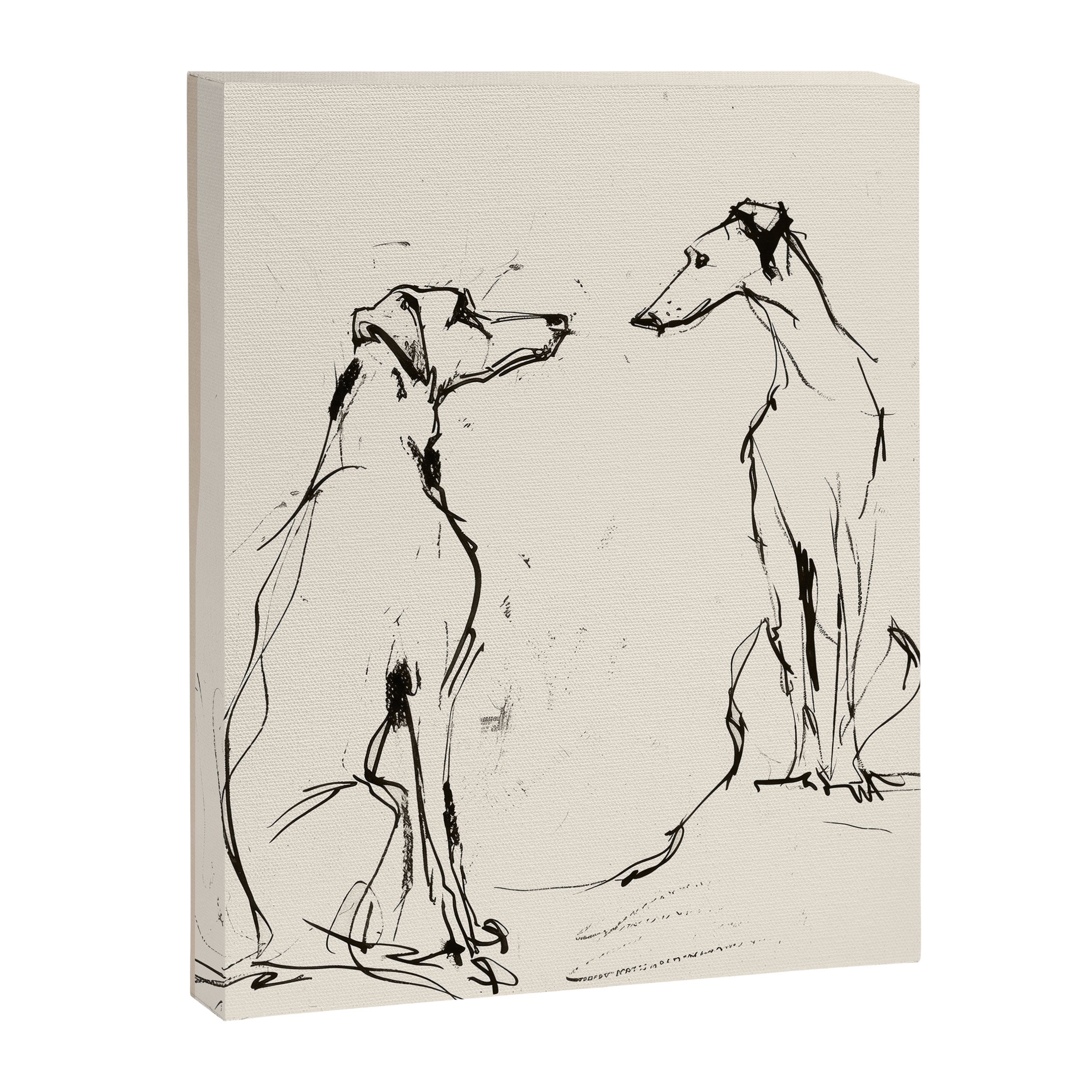 Greyhound Pair - Modern Sketch Canvas Print Gallery Image 6