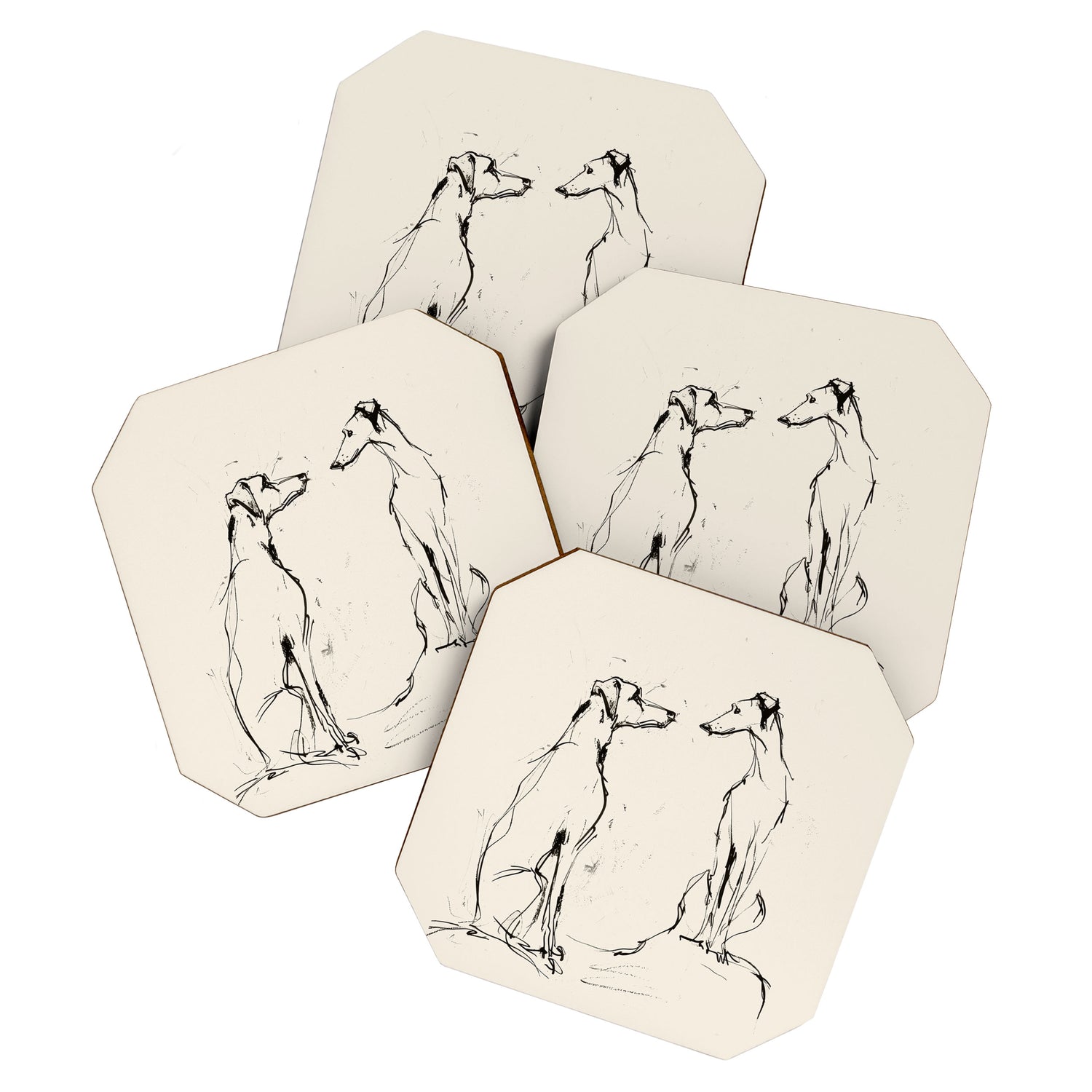 Greyhound Pair - Modern Sketch Coaster Gallery Image 1
